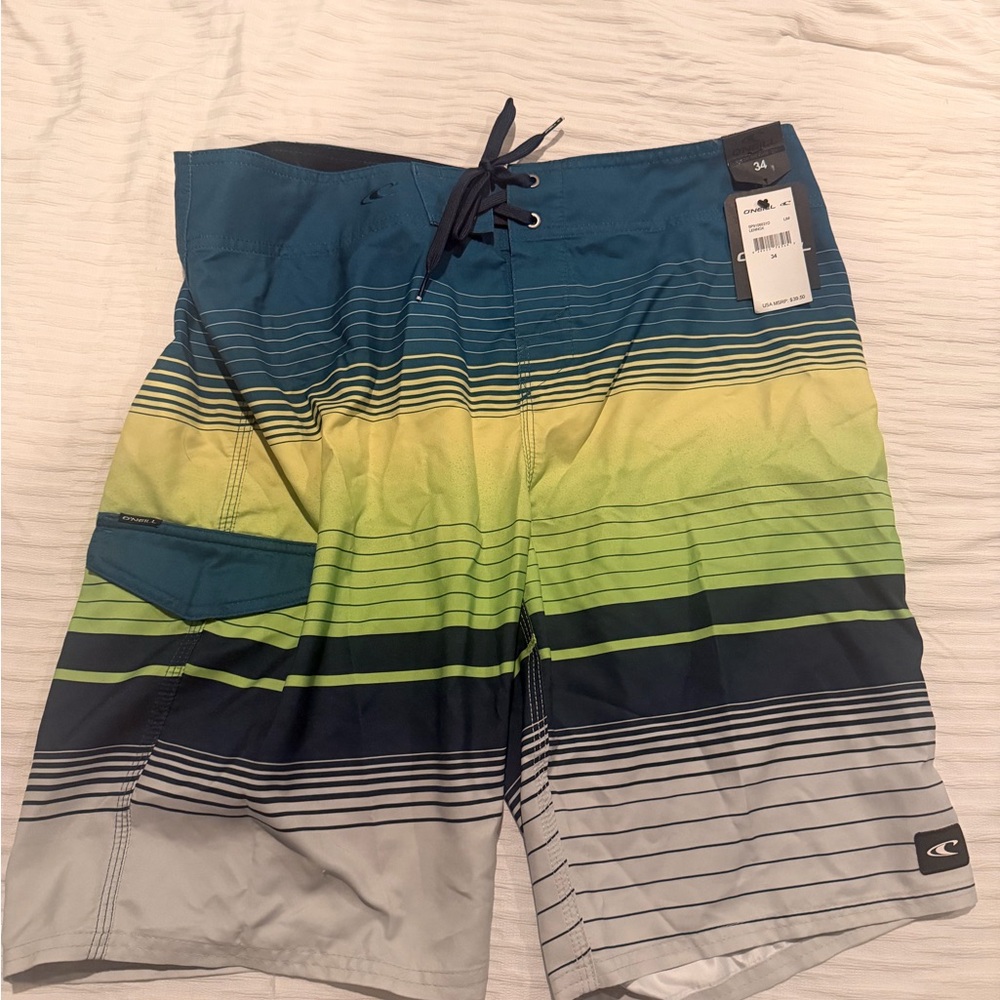 Gradient Blue and Green Board Shorts size 34